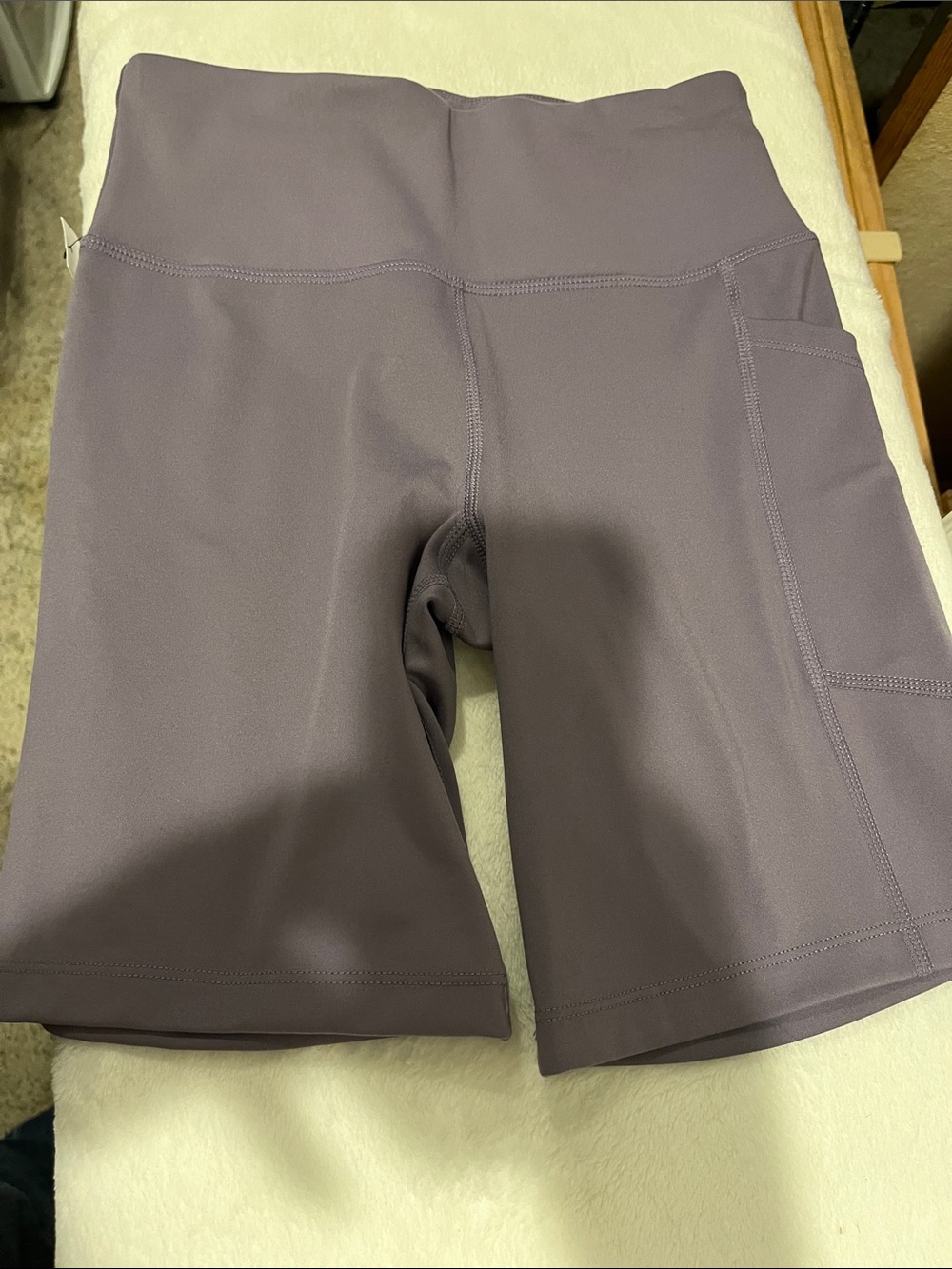 DKNY Lavender High-Rise Bike Shorts with Side Pocket